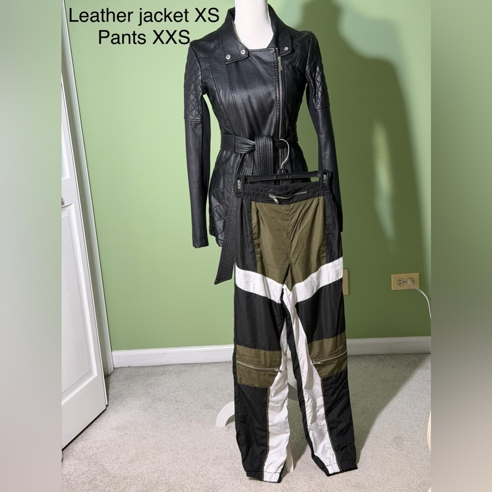 Women's Black Leather Jacket and pants set - Picture 2 of 2